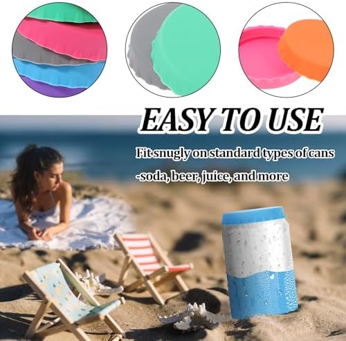 48pcs Silicone Soda Lid Set, 6 Colors Reusable Spill-Proof Drink Can Covers, Food Grade Flexible Protector for Cola Beer Juice Energy Beverages