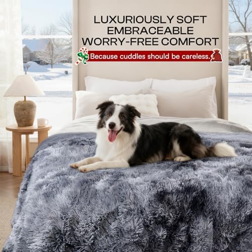 Luciphia Calming Waterproof Dog Blanket, Reversible Faux Fur Pet Blanket