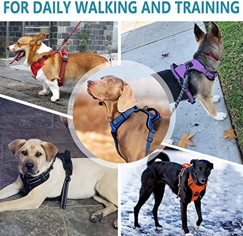 No Pull Dog Harness for Small Medium Large Dogs Adjustable Reflective Pet Vest with Front Clip Padded Harness for Dogs Easy Control Handle Best for Outdoor Training and Walking Black XL