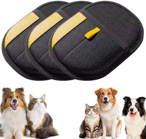 Koujut 2025 Upgrade Pet Hair Removal Gloves, Electrostatic Gloves Pet Hair Reusable Cat Dog Grooming Glove, Electrostatic Remover Mitt for Dogs, Cats & Horses with Long and Short Hair Fur (3 Pack)