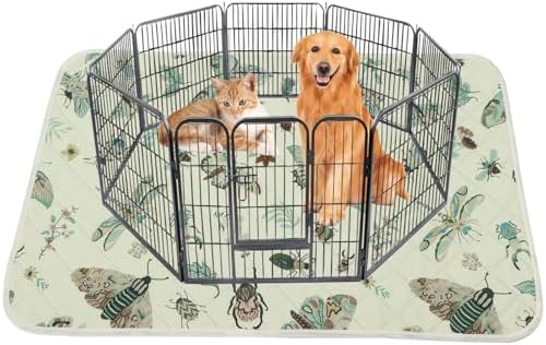 IEUUMLER Washable Pee Pads for Dogs, 1 Pack Insect Pattern Reusable Waterproof Puppy Potty Pads, Non-Slip Absorbent Pet Training Pads for Playpen Crate Bed EU014