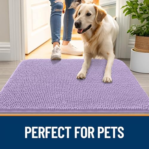 OLANLY Dog Door Mat for Muddy Paws 47x17, Super Absorbent Chenille Mud Mat