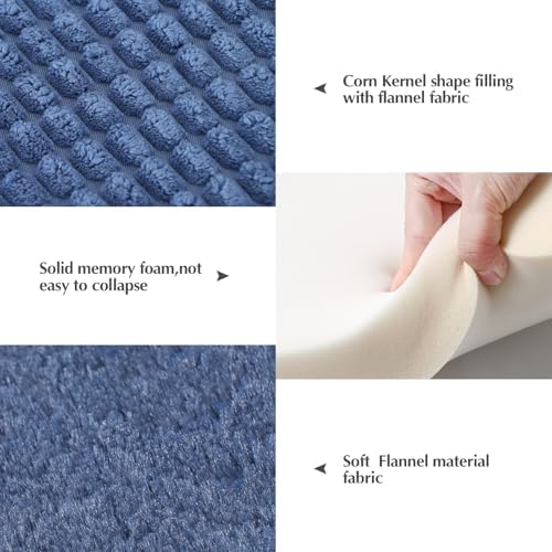 BVAGSS Reversible Dog Crate Pad, Memory Foam Pet Bed Mat, Soft Warm Machine Washable Sleeping Kennel Mattress for Small Medium Dogs XH079 (24''x18''x1.6'',Navy)