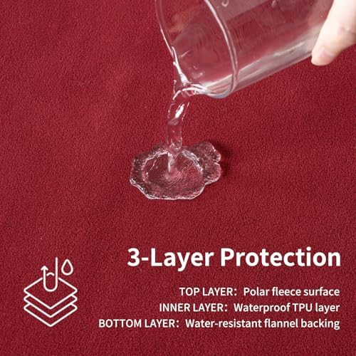 QiyI Reversible Waterproof Blanket for Bed Couch Sofa, 40x60, Burgundy/Pink
