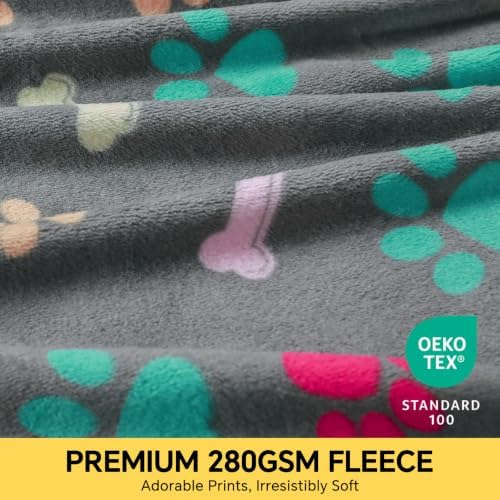 Luciphia 1 Pack 3 Blankets Fluffy Premium Fleece Pet Blanket Flannel Paw Printed Throw for Dog Cat(Small 23x16'', Grey/Brown/Blue)