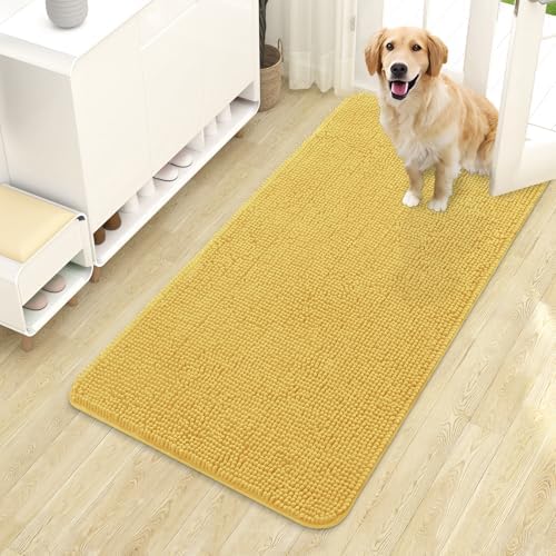 OLANLY Dog Door Mat for Muddy Paws 44x24, Super Absorbent Chenille Mud Mat