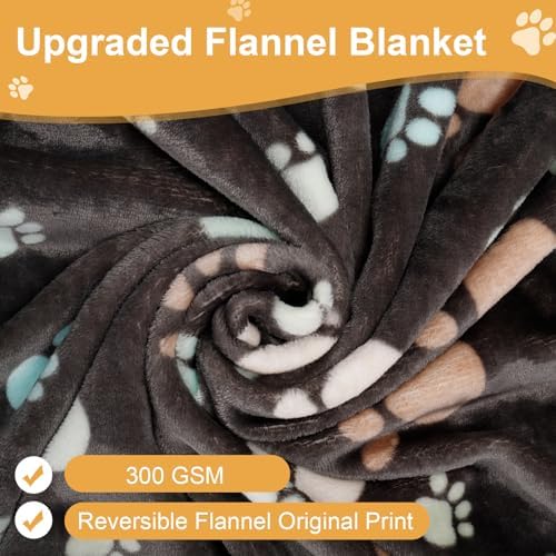 3 Pack Blanket for Large Dogs Soft Reversible Cute Paw 40"x31"