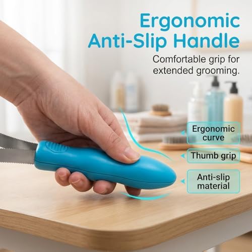 Dual Sided Shedding Blade for Cats & Dogs, Stainless Steel Shedding Blade Deshedding Tool, Curry Comb Pet Grooming Brush for Loose Hair Removal on Short & Long Coats (3PC)
