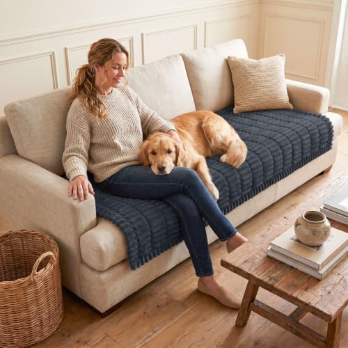 hyha Couch Cover for Dogs, Washable Non Slip Plush Flannel Sofa Protector