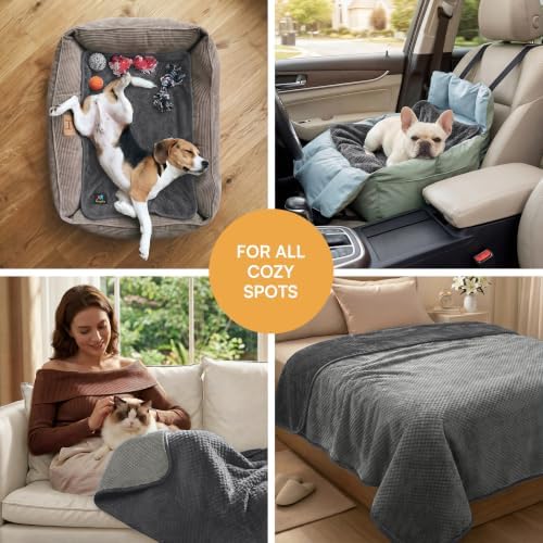 Luciphia Waterproof Blanket for Dog, Washable Reversible Fleece Pet Throw