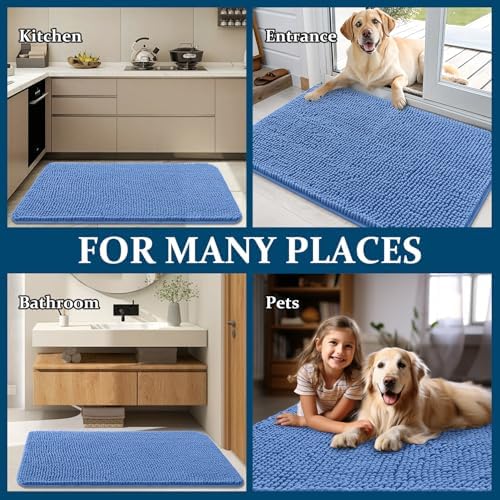 OLANLY Dog Door Mat for Muddy Paws 32x20, Super Absorbent Chenille Mud Mat