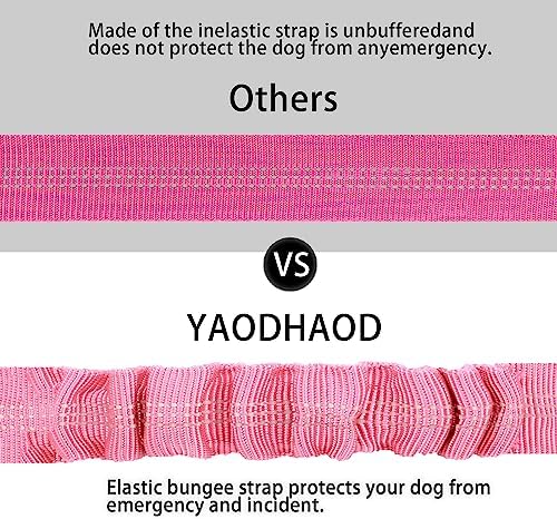 YAOHDAO Dog Seat Belt Harness for Car, Restraint Adjustable with Elastic Bungee Buffer Headrest for Vehicle, 360 Degree Swivel Nylon Pet Safety Seat Belts Heavy Duty Car Harness for Dogs (Pink)
