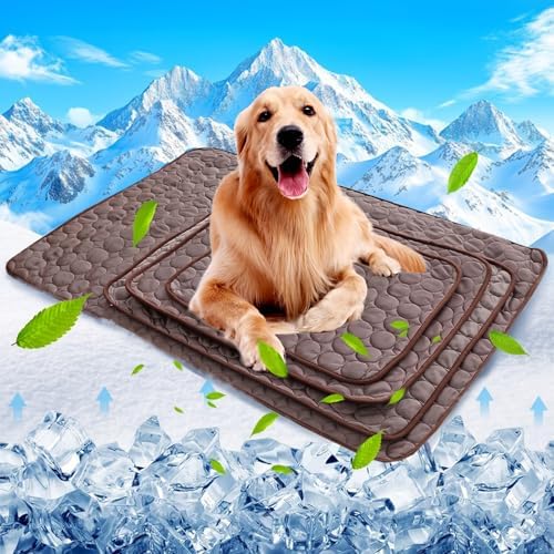Coppthinktu Dog Cooling Mat for Dogs Self Cooling, Summer Dog Cooling Pad for Small Medium Large Dogs Cats, Pet Ice Silk Blankets Sleeping Mat, Outdoor Dog Self Cooling Crate Mats Washable Portable