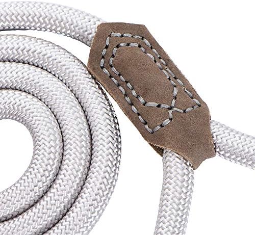 Mile High Life Dog Leash with Genuine Leather-Wrapped Ends/Handle, 4/5/6FT