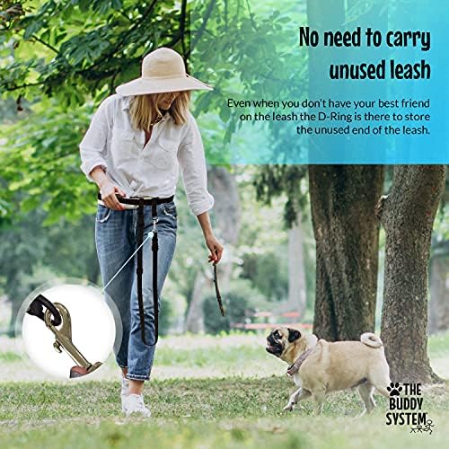 The Buddy System - Hands Free Dog Leash - Small Dog, Large Belt, Black