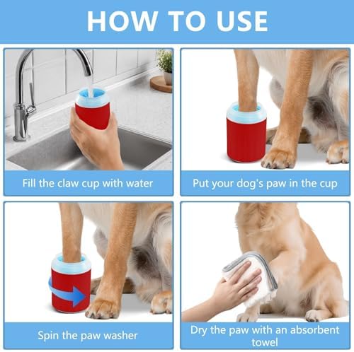 Crimson Red Solid Color Dog Paw Cleaner Cup, Portable Paw Washer with Soft Silicone Brush, Pet Foot Cleaner for Small Medium Large Dogs Cats, 2.56x4.53 Inch