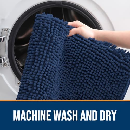 OLANLY Dog Door Mat for Muddy Paws 30x17, Super Absorbent Chenille Mud Mat
