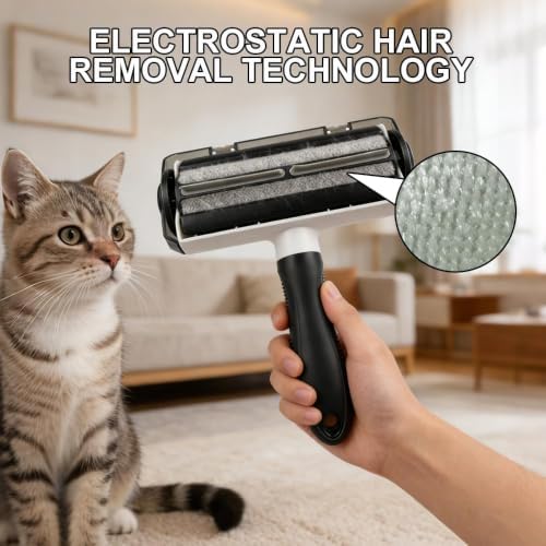 BISIA Reusable Self-Cleaning Pet Hair Remover Lint Roller, Cat & Dog Fur Removal Tool for Couch, Furniture, Carpet, Clothing, Bedding, Multi-Surface Portable Lint Remover