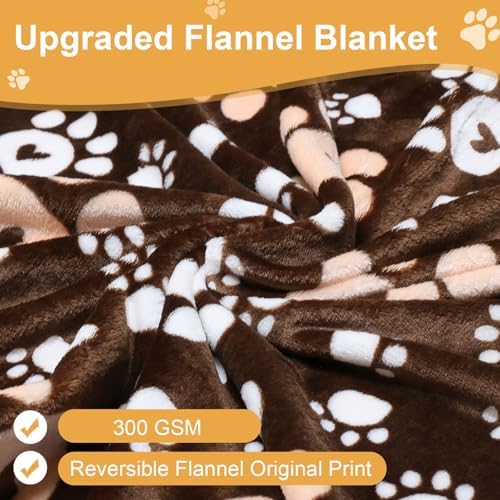 3 Pack Blanket for Large Dogs Soft Reversible Cute Paw 40"x31"