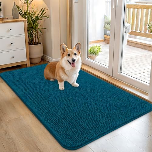 OLANLY Dog Door Mat for Muddy Paws 45x27, Super Absorbent Chenille Mud Mat