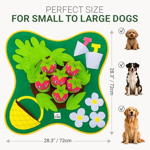 Snuffle Mat for Dogs 28.3" x 28.3" - Large Dog Slow Feeder Enrichment Foraging - Sniff Mat for Puppies and Pets - Interactive Nosework Washable