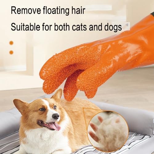 YOFANG 27.6" Extra Long Pet Grooming Bathing Gloves For Dogs & Cats