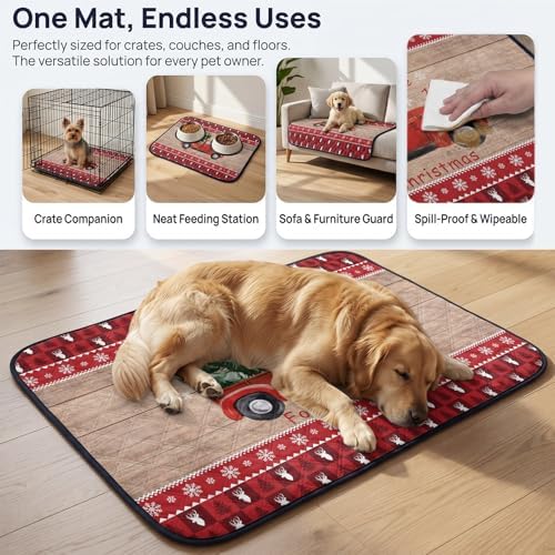 Washable Pee Pads for Dogs & Cats Brown Wooden Board Christmas Trucks Waterproof Leakproof Non-Slip Super Absorbent Reusable Training Pad for Potty Crate Playpen Bed Sofa 24"x36"