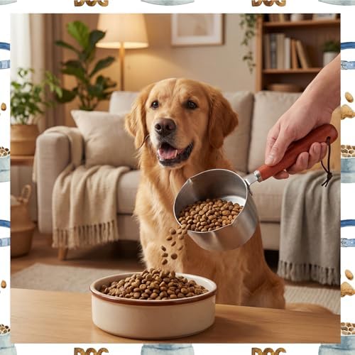 1 Cup Dog Food Scoop Dog Food Measuring Cups,1 Cup Measuring Cup Pet Food Scoop with Wooden Handle for Dog Cat Foods