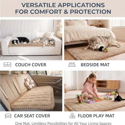 Toucans Couch Covers for Pets, Washable, Non Slip Plush Sofa Protectors, Fuzzy Pet Couch Covers, Pet Friendly (Khaki, 27.6" x 59")