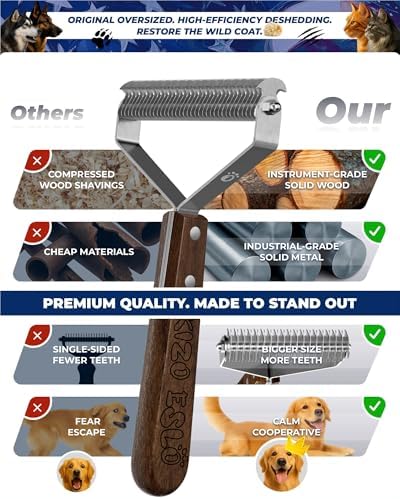 Undercoat Rake for Dogs & Cats, Dog Brush for Shedding, Dematting Comb