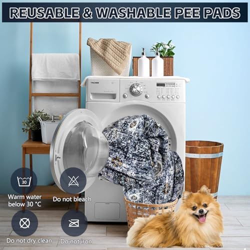 Washable Thickened Pee Pads for Dogs, 4 Pack (18"x24") Upgrade Reusable Puppy Pads with Non-Slip Rug, Super Absorbent Leakproof Puppy Training & Whelping Pads for Dogs, Doggie