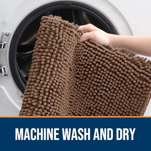 OLANLY Dog Door Mat for Muddy Paws 59x24, Super Absorbent Chenille Mud Mat