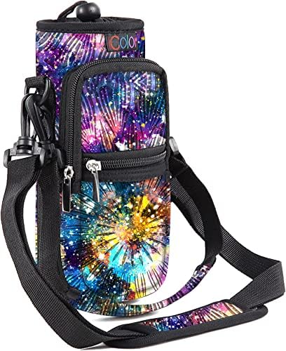 icolor Water Bottle Carrier Bag with Strap 25/32/40 oz Crossbody Bottle Holder with Phone Pocket Sling Sleeve Insulated Neoprene Water Bottle Pouch for Walking Travelling