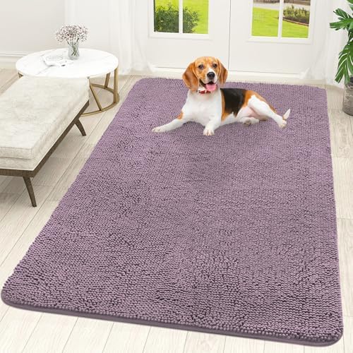 OLANLY Dog Door Mat for Muddy Paws 59x35, Super Absorbent Chenille Mud Mat