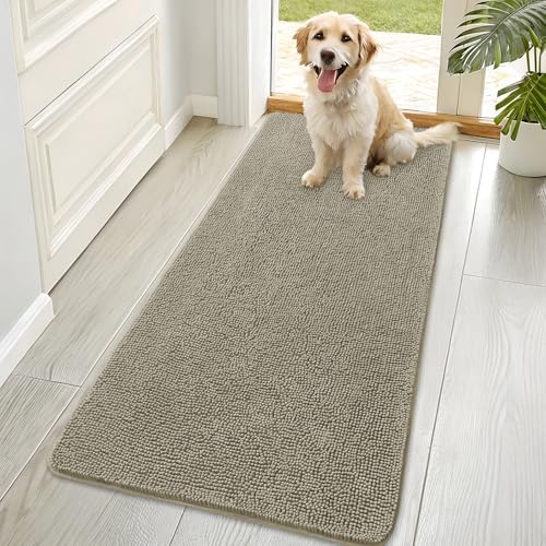 OLANLY Dog Door Mat for Muddy Paws 70x35, Super Absorbent Chenille Mud Mat