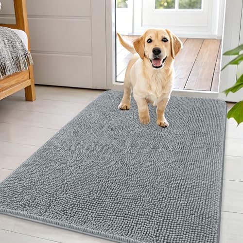 OLANLY Dog Door Mat for Muddy Paws 44x32, Super Absorbent Chenille Mud Mat