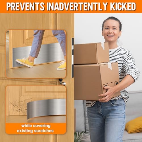 2 PCS 6" x 34" Self Adhesive Brushed Door Kick Plate for 36" Door Bottom