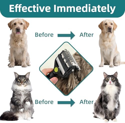 3-IN-1 Pet Grooming Tool - Undercoat Rake, Dematting Comb & Deshedding Brush for Cats, Dogs, Horses - Removes Mats, Tangles & Loose Fur, Reduces Shedding & Prevents Hair Mess (Green)