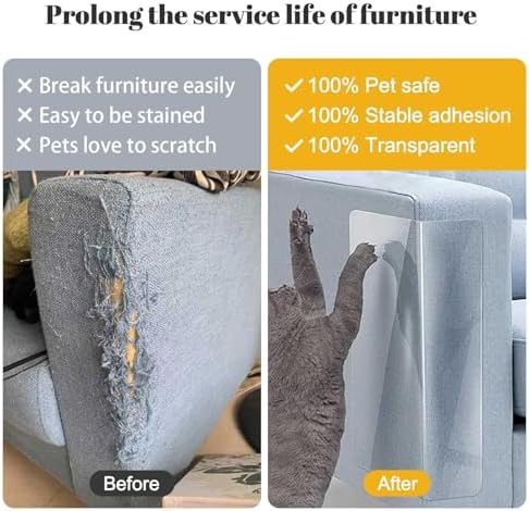 Generic Cat Scratch Furniture Protector, 15.8"x157" Thick Vinyl Couch Protector, Clear Self-Adhesive Cat Tape for Furniture, Sofa, Door, Walls