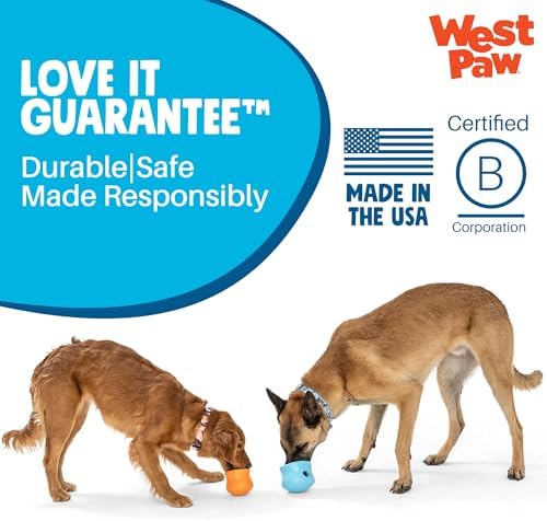 WEST PAW Zogoflex Toppl Interactive Treat Dispensing Puzzle Dog Toy for Mental Stimulation & Enrichment-Holds Kibble & Treats-Lickable, Freezable & Dishwasher Safe-Made in USA-Large-Sunflower Yellow