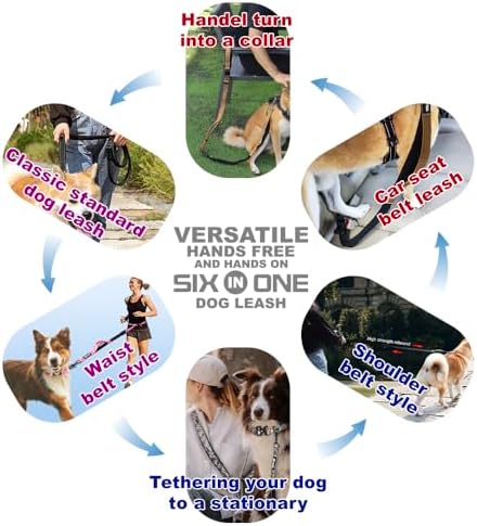 TSPRO Shock Absorbing Hands-Free Bungee Dog Leash with Car Safety Tether