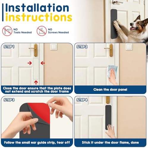 Silicone Door Kick Plate Dog Scratch Protector Black 4x14"