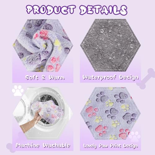 YUEPET Waterproof Dog Blankets, 2 Pack Washable Reversible Throw 40 x 30 in