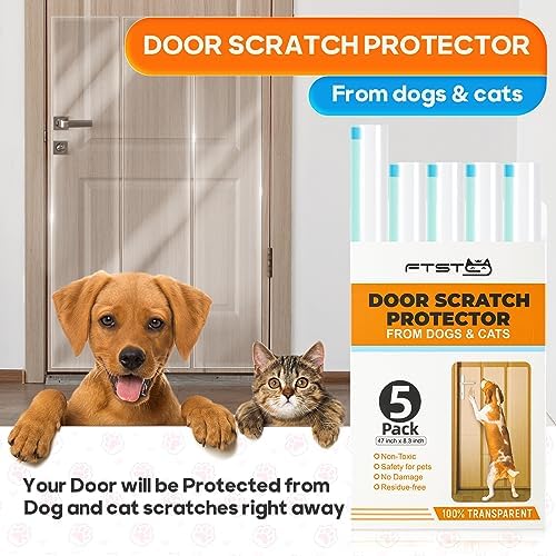 FTSTC 5-Pack Door Guard - 5 x 47'' x 8.3'' Cat & Dog Scratch Protector, Heavy Duty for Window Sill & Door Frame - Clear