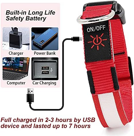 LED Dog Collar, Dog Light Up Collar,for Night Walking (Red, Large)