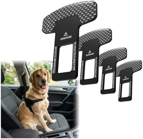 Dog Belt for Car, 4 Pack Adjustable Dog Car - Harness Heavy Duty Nylon Pet Seat with Bungee Buffer, Universal Clips, Fits