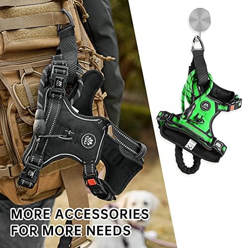 NESTROAD No Pull Dog Harness,Adjustable Oxford Dog Vest Harness with Leash,Reflective No-Choke Pet Harness with Easy Control Soft Handle for Large Dogs(Large,FluorescentGreen)