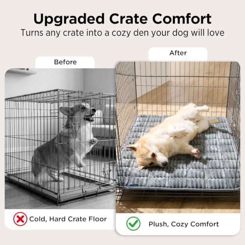 Bedsure ComfyFleece™ Washable Dog Crate Pad,Soft Fluffy Small Pet Mat,24"