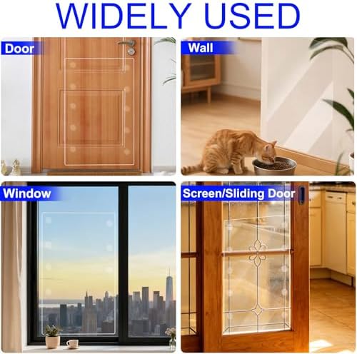 KEBE Door Scratch Protector, Large 36" x 24" & 0.8mm Thick Heavy Duty Anti-Scratch Shield, Clear Door Guard with Strong Removable Adhesive, Easy-to-Install Dog Cat Scratch Guard for Indoors Outdoors