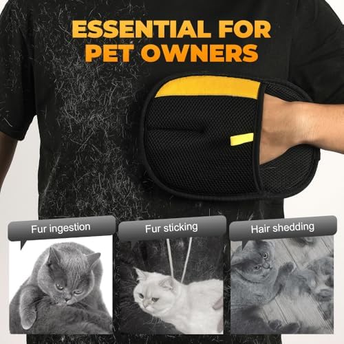 Koujut 2025 Upgrade Pet Hair Removal Gloves, Electrostatic Gloves Pet Hair Reusable Cat Dog Grooming Glove, Electrostatic Remover Mitt for Dogs, Cats & Horses with Long and Short Hair Fur (1 Pack)